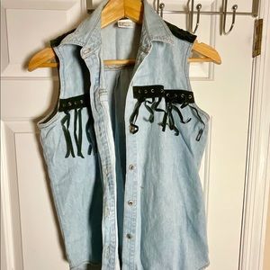 Vintage 80s 90s Fringed Denim Vest